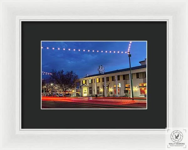 Boulder City Hotel at Night 1 - Framed Print Pixels