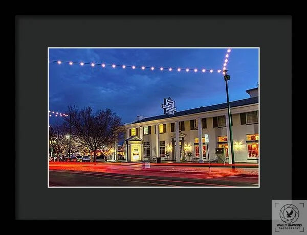 Boulder City Hotel at Night 1 - Framed Print Pixels