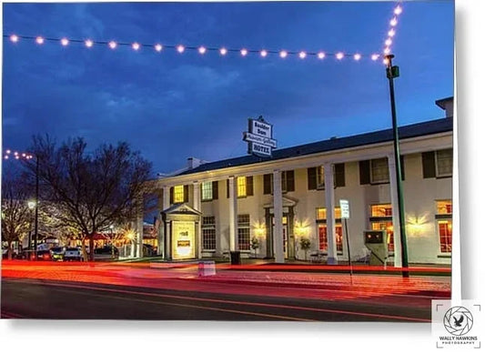 Boulder City Hotel at Night - Greeting Card